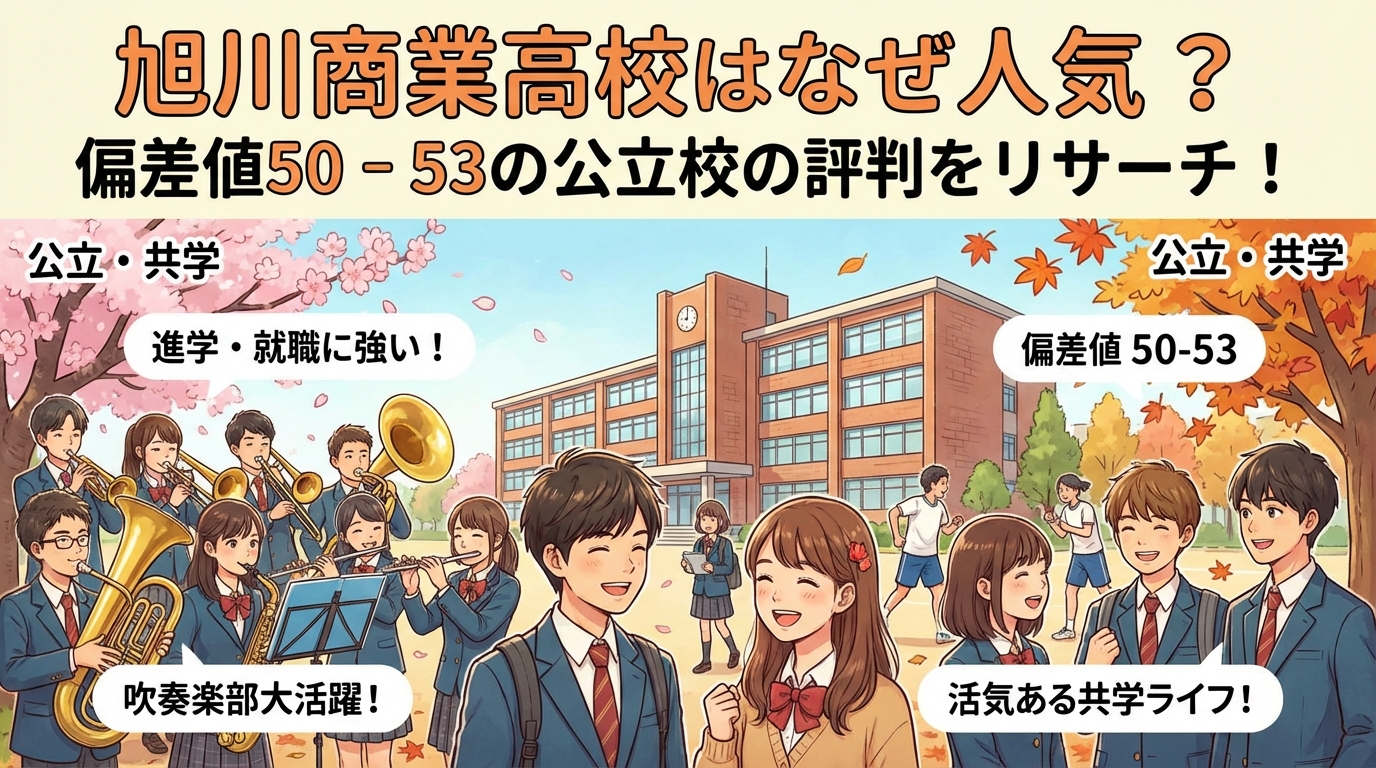 旭川商業高校はなぜ人気？偏差値50 – 53の公立校の評判をリサーチ！