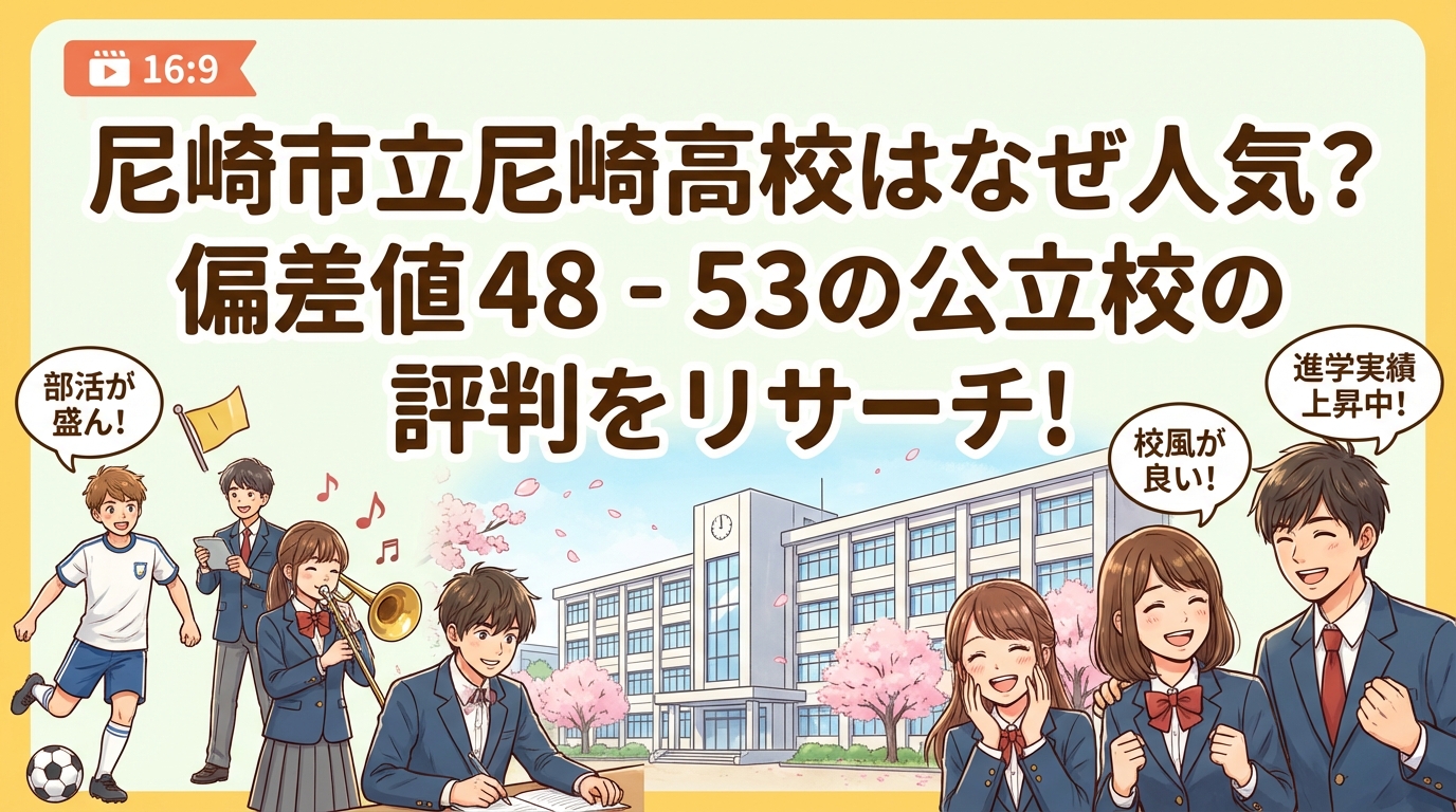 尼崎市立尼崎高校はなぜ人気？偏差値48 – 53の公立校の評判をリサーチ！